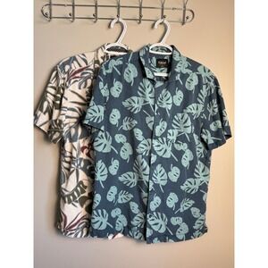 FarWest (LOT OF 2) Short Sleeve Tropical Monstera Shirt Tropical Beachy Dad